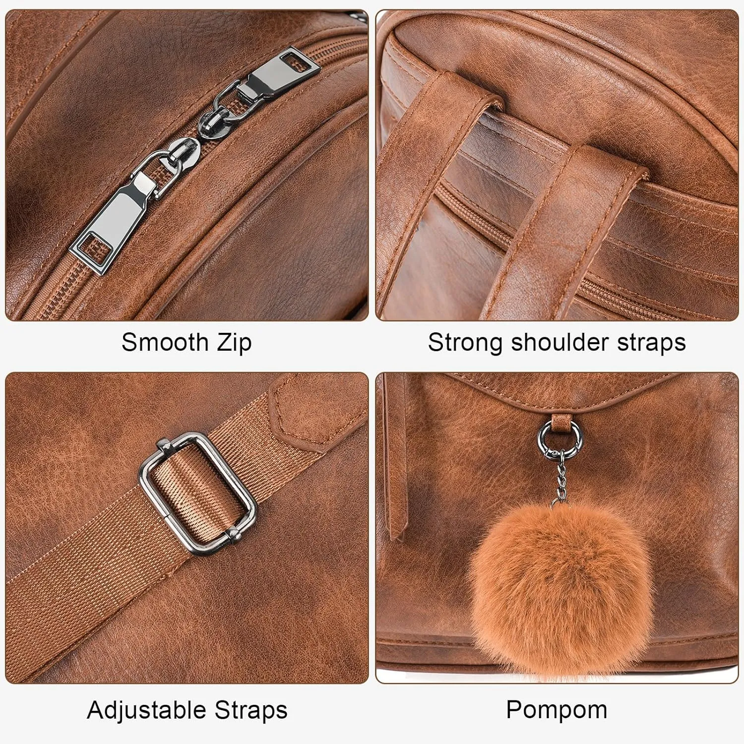Mini Backpack Purse for Women Fashion Cute Small Travel Backpacks Pompom Daypacks Shoulder Handbag