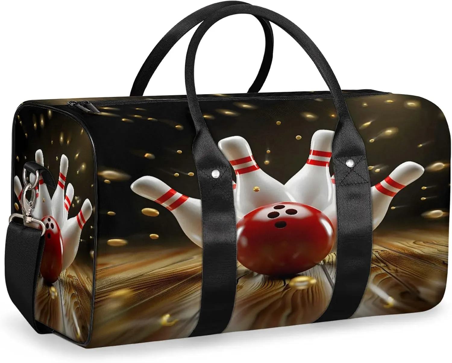 Modern Bowling Ball Travel Duffle Bag, Sports Gym Bags for Women Men, Carry On Weekender Overnight Workout Airplane Trips Bag