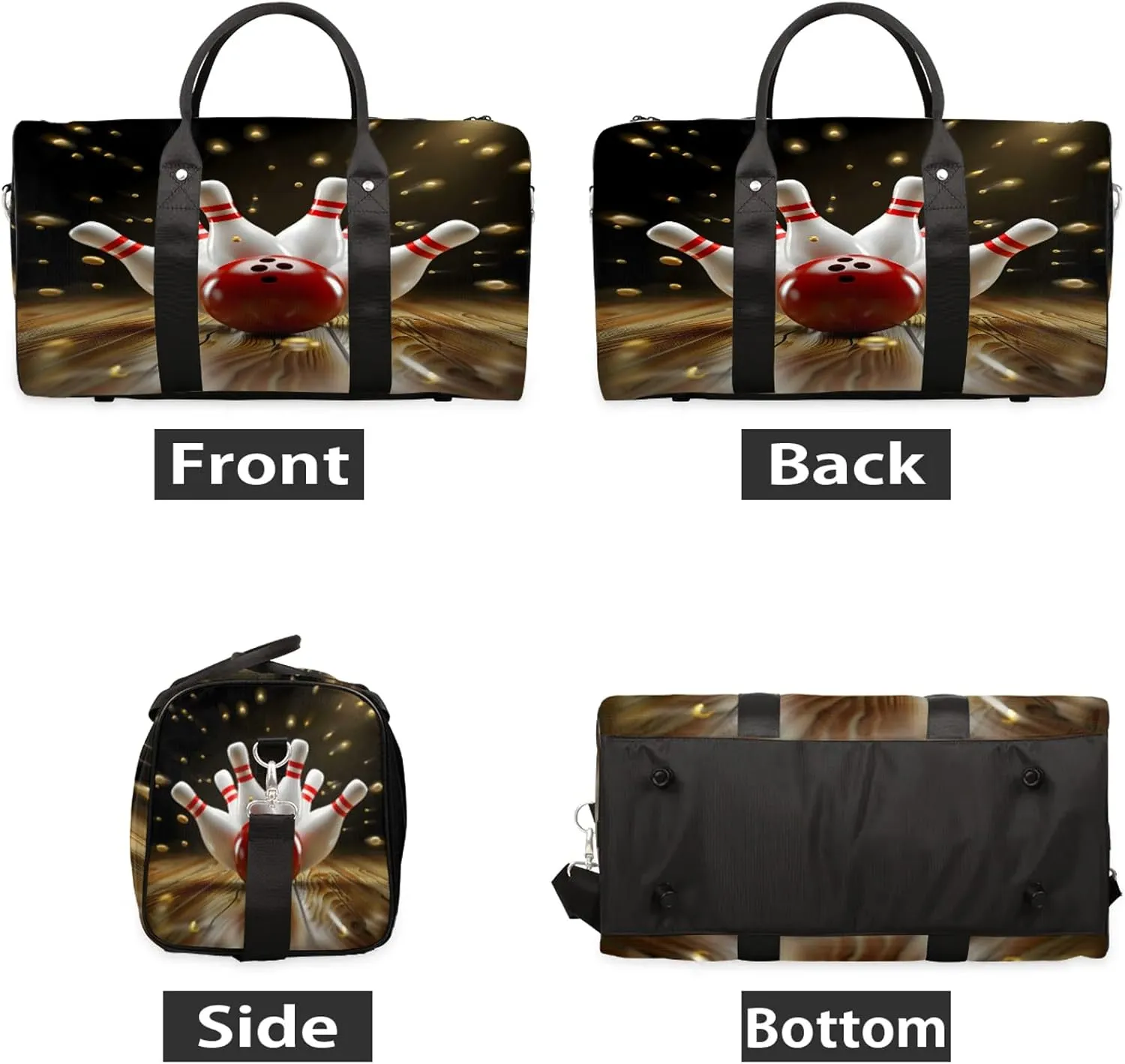 Modern Bowling Ball Travel Duffle Bag, Sports Gym Bags for Women Men, Carry On Weekender Overnight Workout Airplane Trips Bag