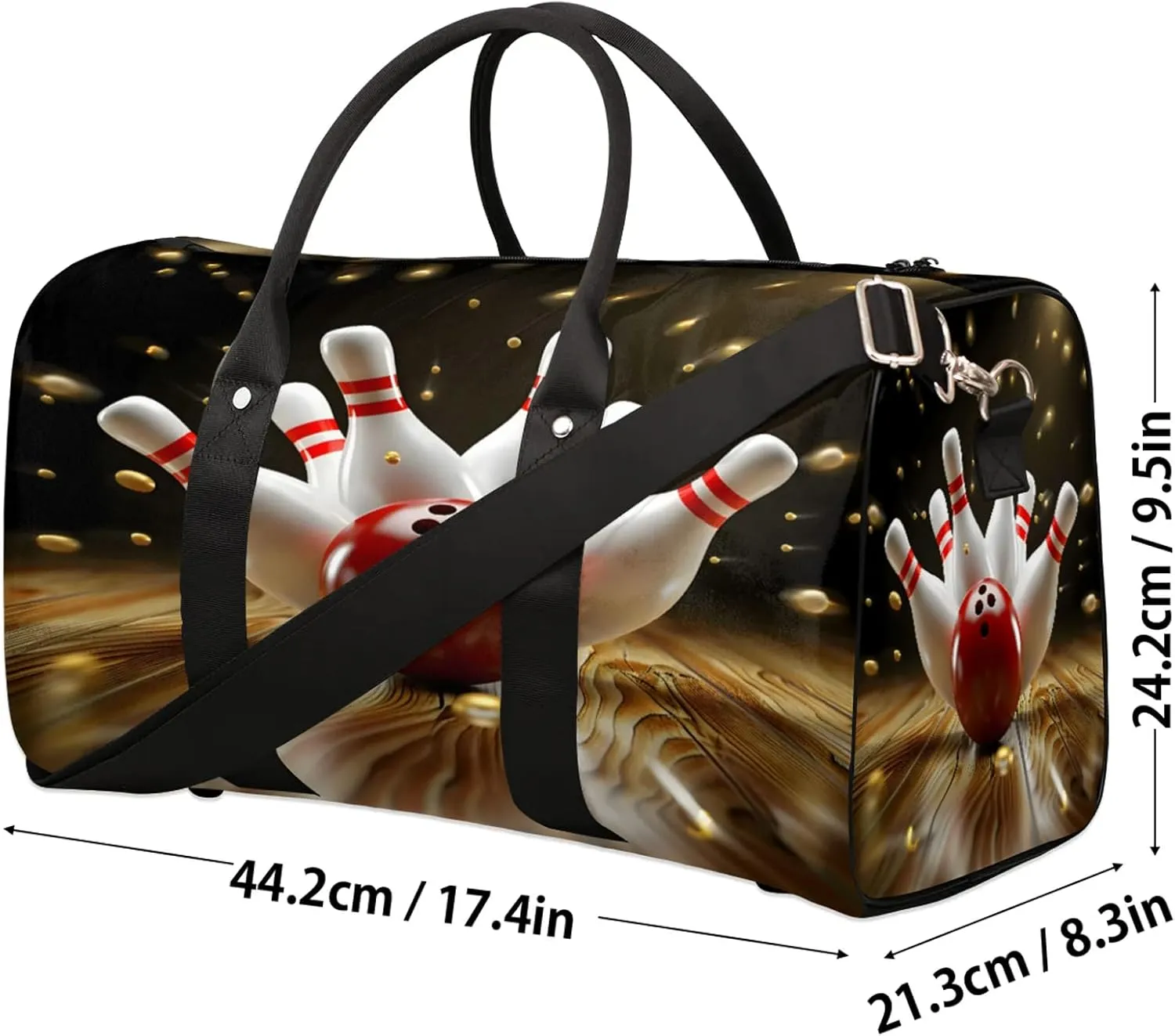 Modern Bowling Ball Travel Duffle Bag, Sports Gym Bags for Women Men, Carry On Weekender Overnight Workout Airplane Trips Bag