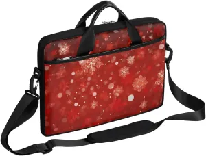 Modern Christmas Snowflakes Laptop Shoulder Bag Tablet Computer Notebook Sleeve Messenger Bags Carrying Case with Strap Briefcase Tote for 14 15 in Laptops