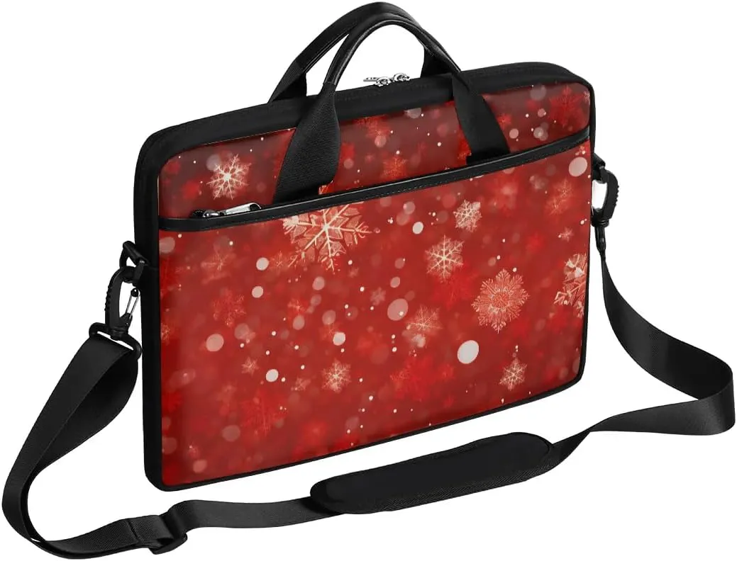 Modern Christmas Snowflakes Laptop Shoulder Bag Tablet Computer Notebook Sleeve Messenger Bags Carrying Case with Strap Briefcase Tote for 14 15 in Laptops
