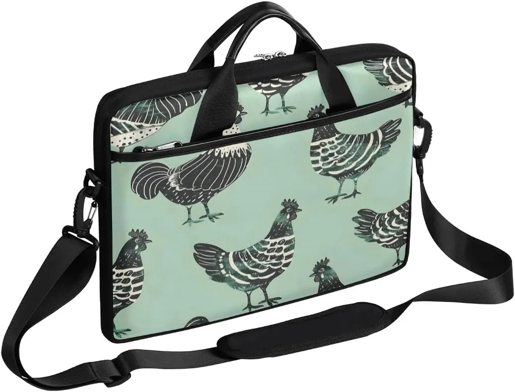 Modern Farmhouse Animal Chicken 15 Inch Laptop Bag Women Men Laptop Carrying Case with Adjustable Shoulder Strap Laptop Sleeves Briefcase Messenger Bags