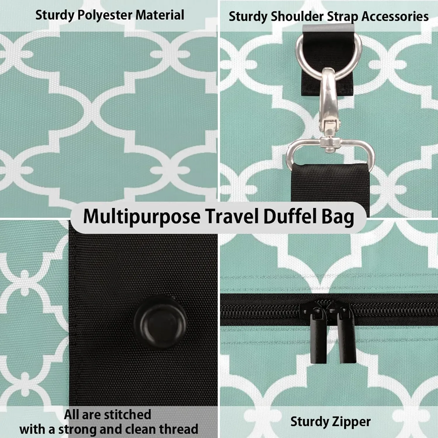 Morocco Modern Travel Duffle Bag, Sports Gym Bags for Women Men, Carry On Weekender Overnight Workout Airplane Trips Bag