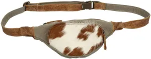 Myra Bag Olive Upcycled Canvas & Cowhide Fanny Pack S-1389