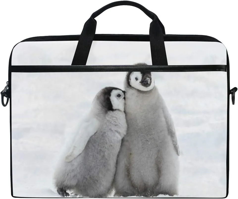 Nander Snow Penguins 15 inch Laptop Case, Laptop Shoulder Bag, Multi-Functional Notebook Sleeve, Carrying Case with Strap for Chromebook MacBook Stream