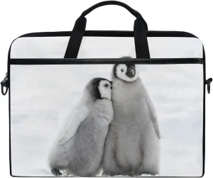 Nander Snow Penguins 15 inch Laptop Case, Laptop Shoulder Bag, Multi-Functional Notebook Sleeve, Carrying Case with Strap for Chromebook MacBook Stream