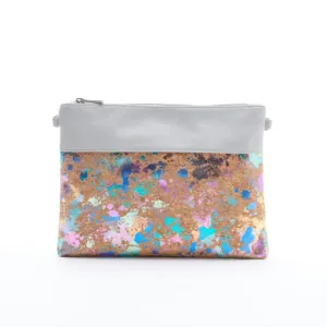 Nicole Pouch Large - Grey Metallic / Cork