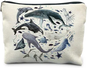 Ocean Animals Shark whale Makeup Bag, Marine Life Animals Cosmetic Bags for Women,Shark Gifts for Women