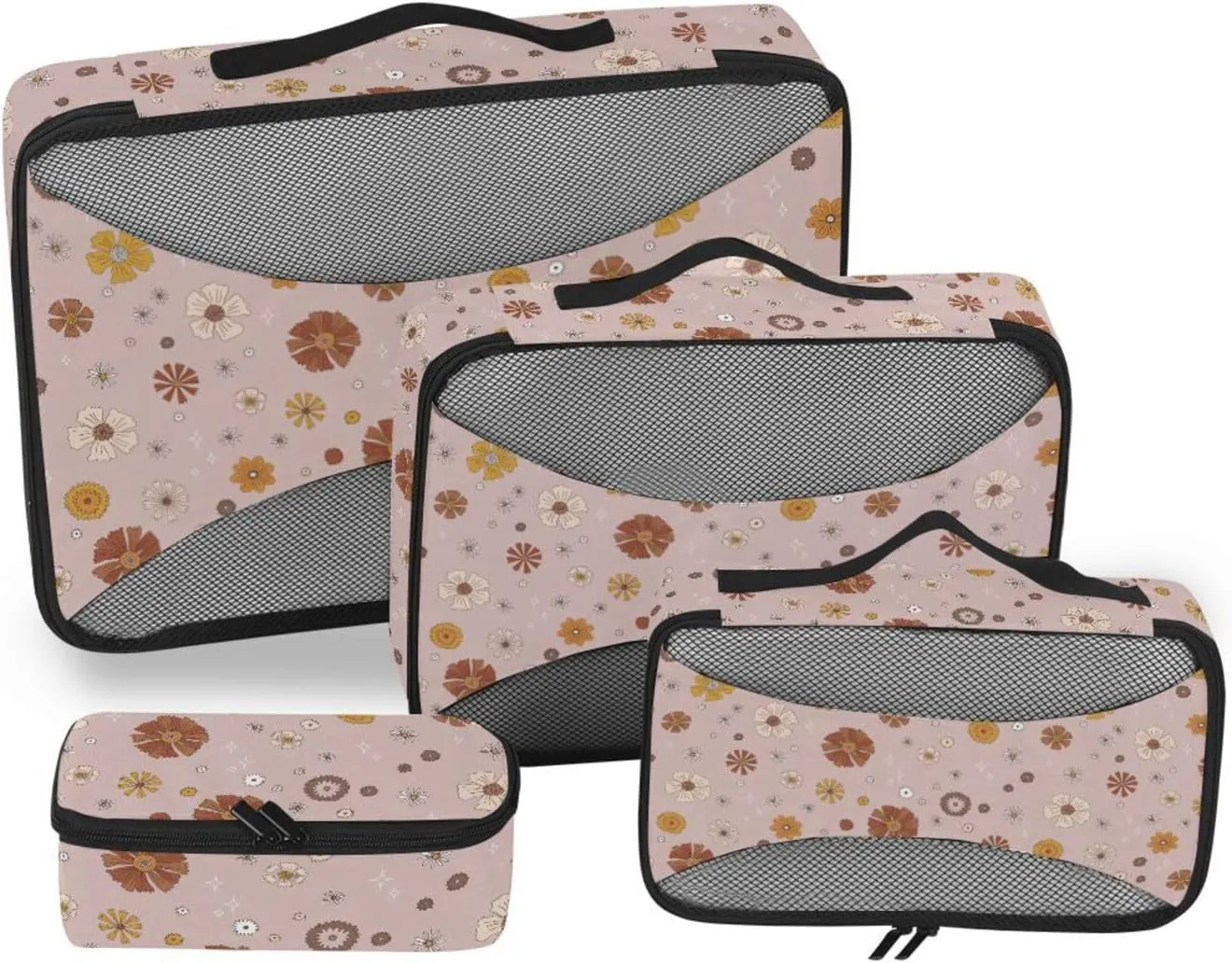 Packing Cubes Set of 4 Suitcase Organizer Packing Cubes for Travel Women Packimg Cubes Boho Fall Floral