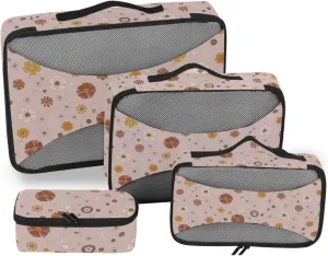 Packing Cubes Set of 4 Suitcase Organizer Packing Cubes for Travel Women Packimg Cubes Boho Fall Floral