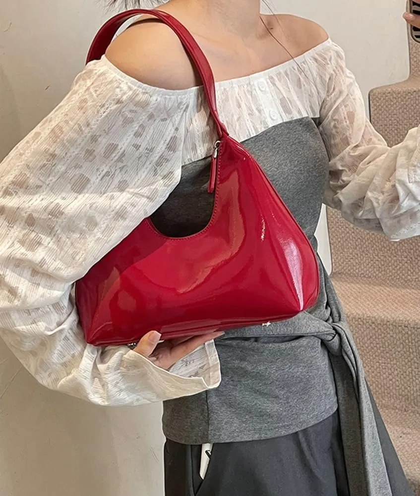 Patent Crescent Shoulder Bags Retro Classic Clutch Hobo Tote Bag Satchel Purse for Going out