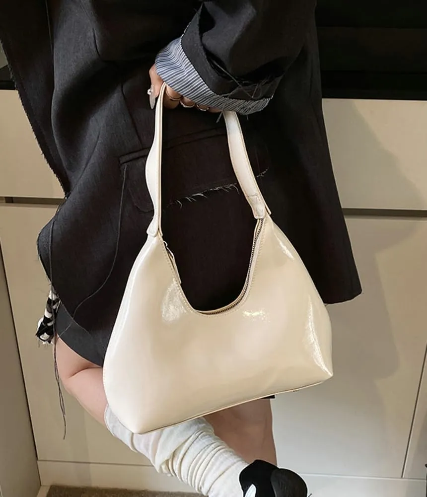 Patent Crescent Shoulder Bags Retro Classic Clutch Hobo Tote Bag Satchel Purse for Going out