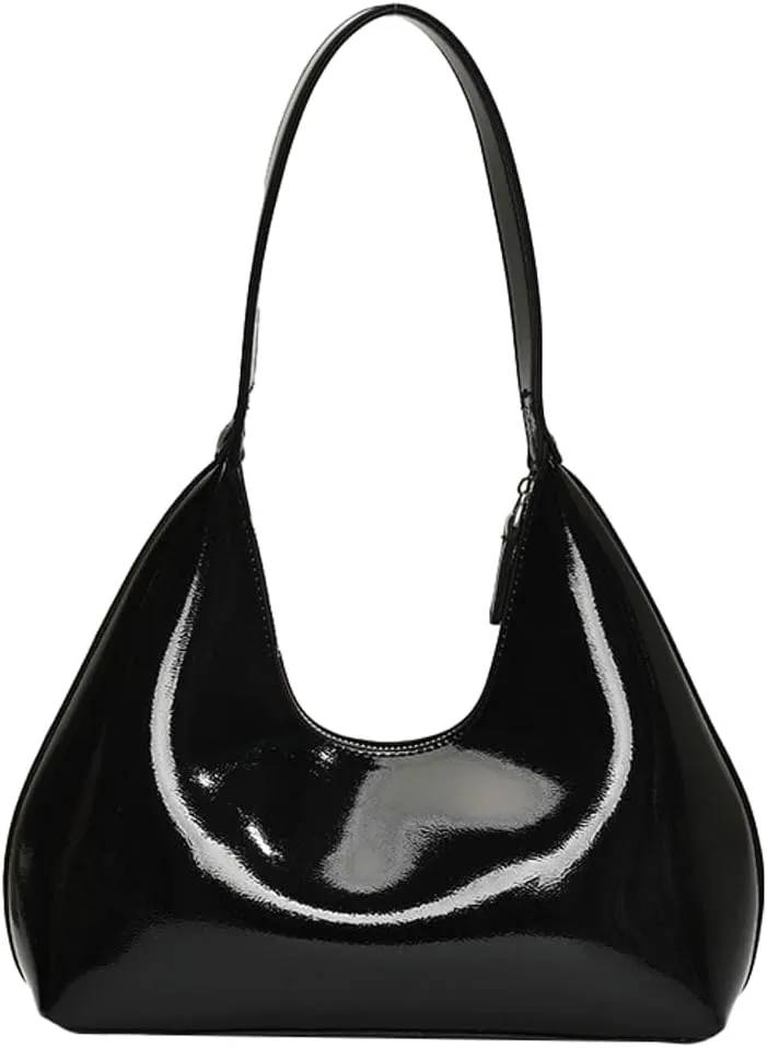 Patent Crescent Shoulder Bags Retro Classic Clutch Hobo Tote Bag Satchel Purse for Going out