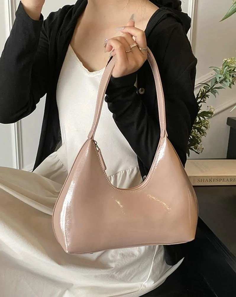 Patent Crescent Shoulder Bags Retro Classic Clutch Hobo Tote Bag Satchel Purse for Going out
