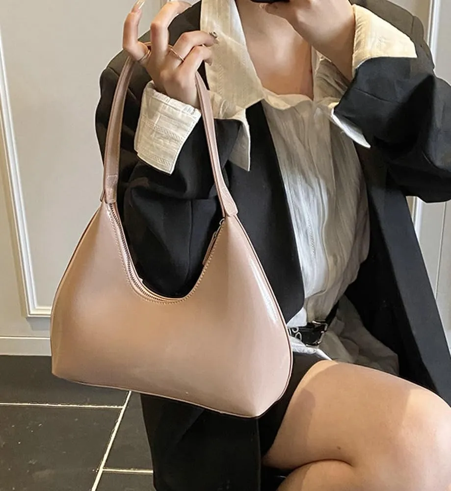 Patent Crescent Shoulder Bags Retro Classic Clutch Hobo Tote Bag Satchel Purse for Going out