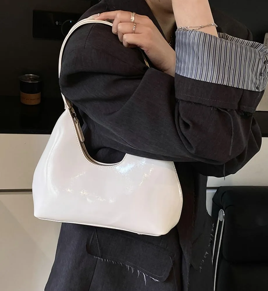 Patent Crescent Shoulder Bags Retro Classic Clutch Hobo Tote Bag Satchel Purse for Going out
