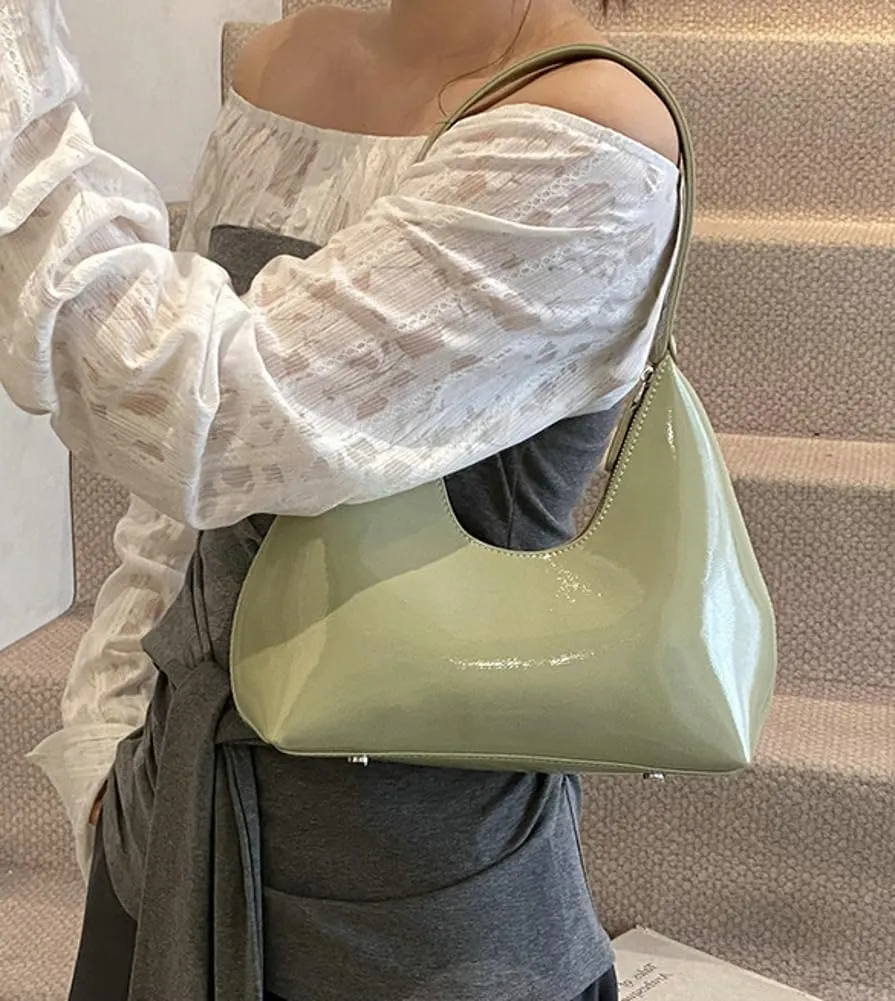Patent Crescent Shoulder Bags Retro Classic Clutch Hobo Tote Bag Satchel Purse for Going out