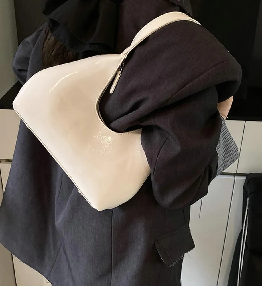 Patent Crescent Shoulder Bags Retro Classic Clutch Hobo Tote Bag Satchel Purse for Going out