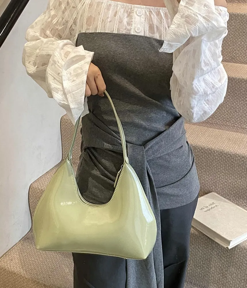 Patent Crescent Shoulder Bags Retro Classic Clutch Hobo Tote Bag Satchel Purse for Going out