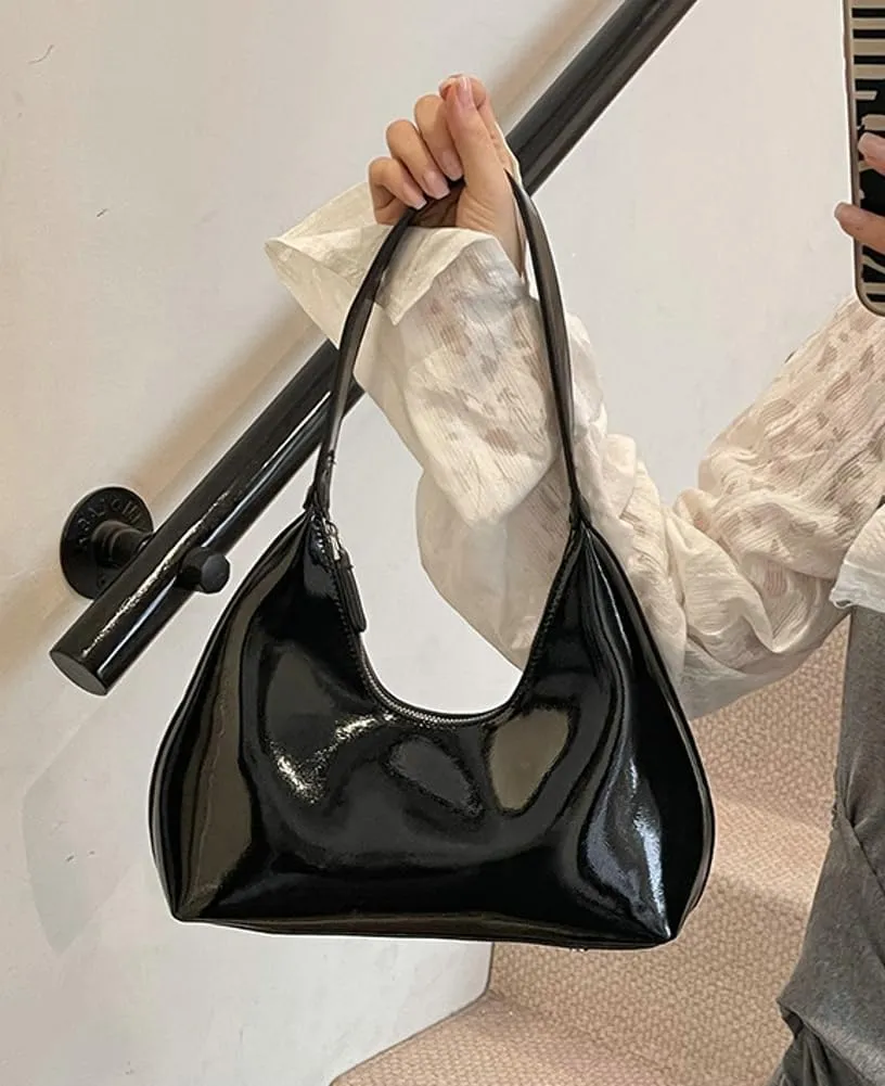 Patent Crescent Shoulder Bags Retro Classic Clutch Hobo Tote Bag Satchel Purse for Going out