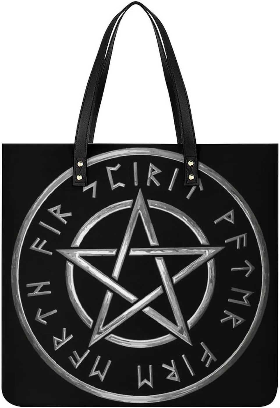 Pentacle Witch Modern Pagan Wicca Witchcraft Women Tote Bags Top Handle Satchel Handbags PU Faux Leather Tassel Shoulder Purse