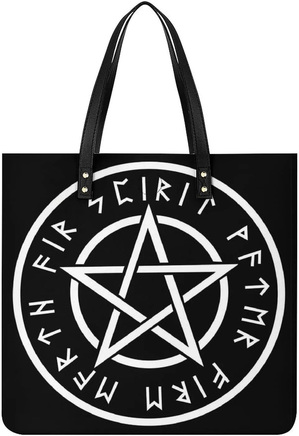 Pentacle Witch Modern Pagan Wicca Witchcraft Women Tote Bags Top Handle Satchel Handbags PU Faux Leather Tassel Shoulder Purse