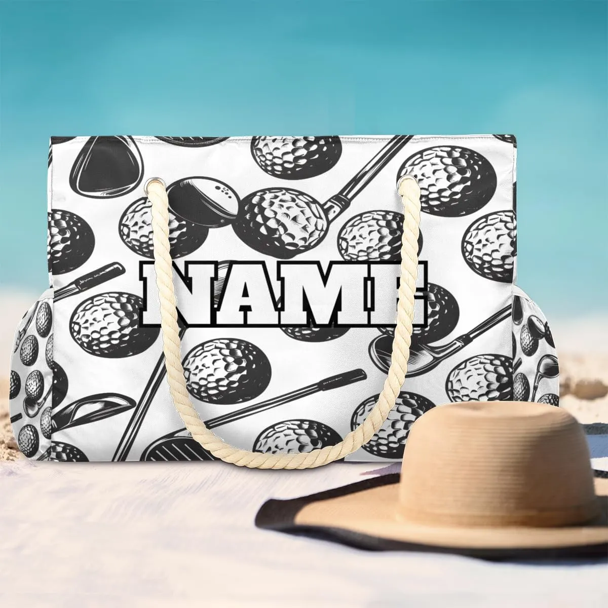 Personalized Beach Bag for Women, Large Beach Tote with Zipper, Waterproof Sandproof Pool Swim Bags