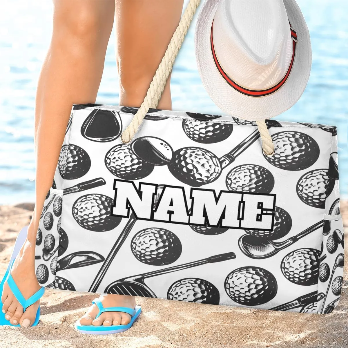 Personalized Beach Bag for Women, Large Beach Tote with Zipper, Waterproof Sandproof Pool Swim Bags