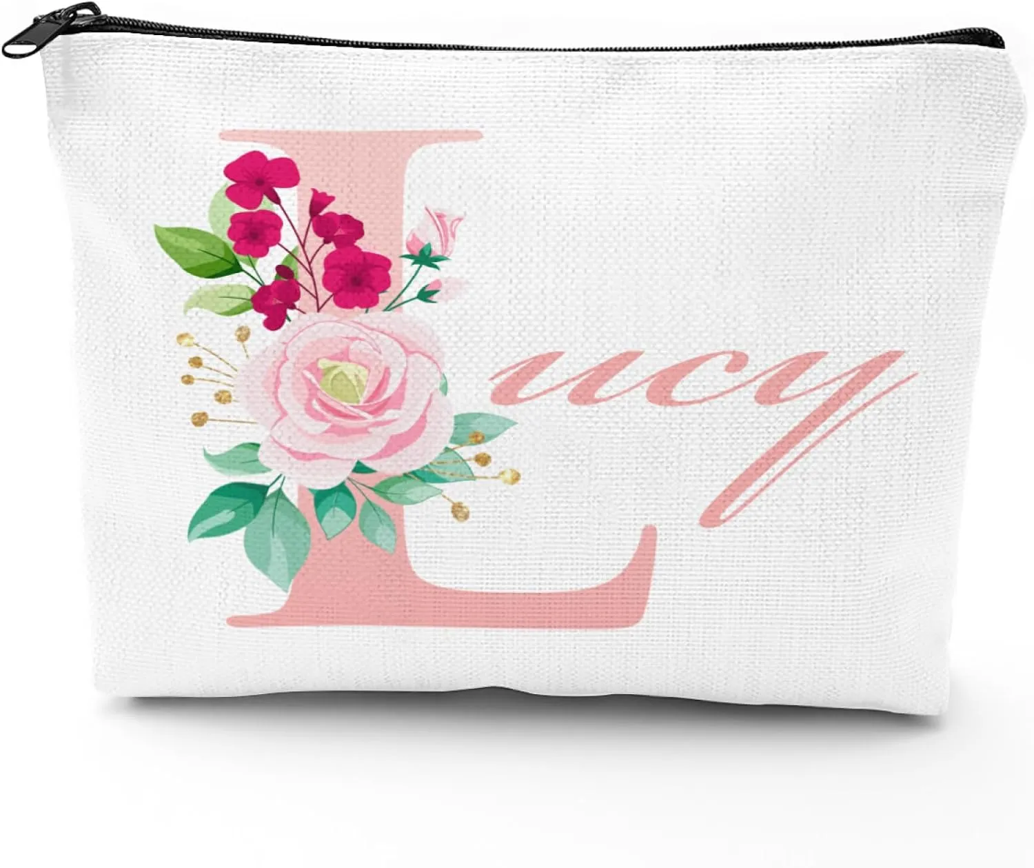 Personalized Cosmetic Bags Rose Monograms L Handy Bag Custom Name Makeup Bag Travel Bag Gifts Waterproof Storage Bag Decorate