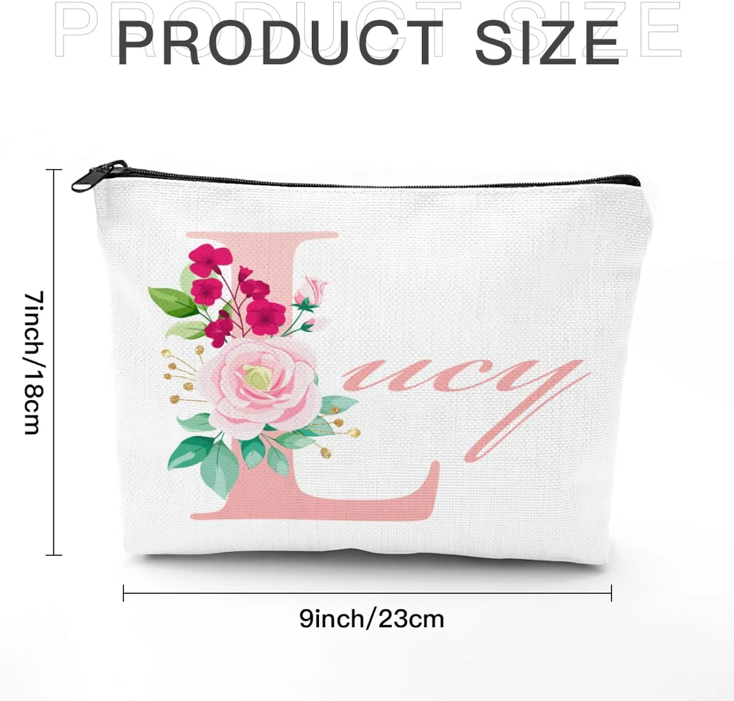 Personalized Cosmetic Bags Rose Monograms L Handy Bag Custom Name Makeup Bag Travel Bag Gifts Waterproof Storage Bag Decorate