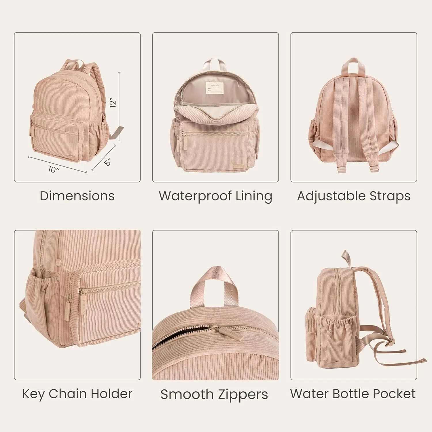 Personalized Toddler Backpack,Custom Daycare Bag For Boys & Girls,Machine-Washable Small Diaper Bag,Preschool Book bag, Birthday & Babyshower Gift, Kindergarten bag For 2-4 year old Kids (Iced Latte)
