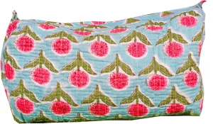 Pieces Indian Handmade Cotton Quilted Handmade Floral Hand Block Print Toiletry Bag,Cosmetic Pouch Bag Makeup Bag For Women (1, Sky Blue), 85485