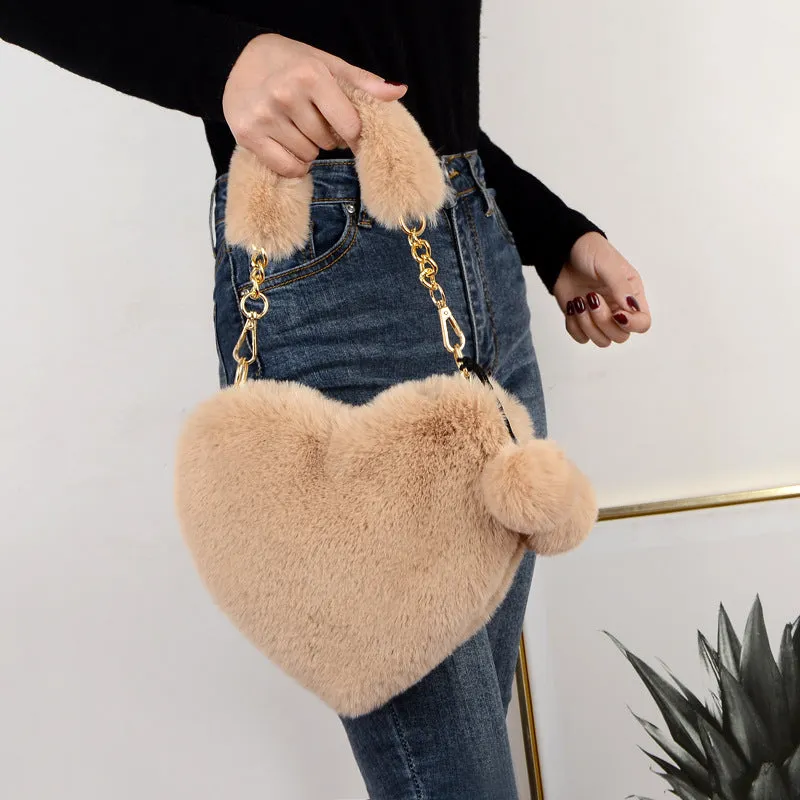 Plush Heart Shaped Clutch Bag