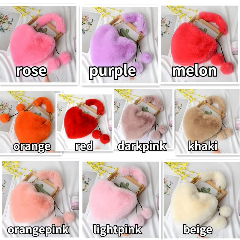 Plush Heart Shaped Clutch Bag