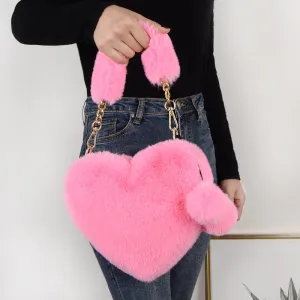 Plush Heart Shaped Clutch Bag
