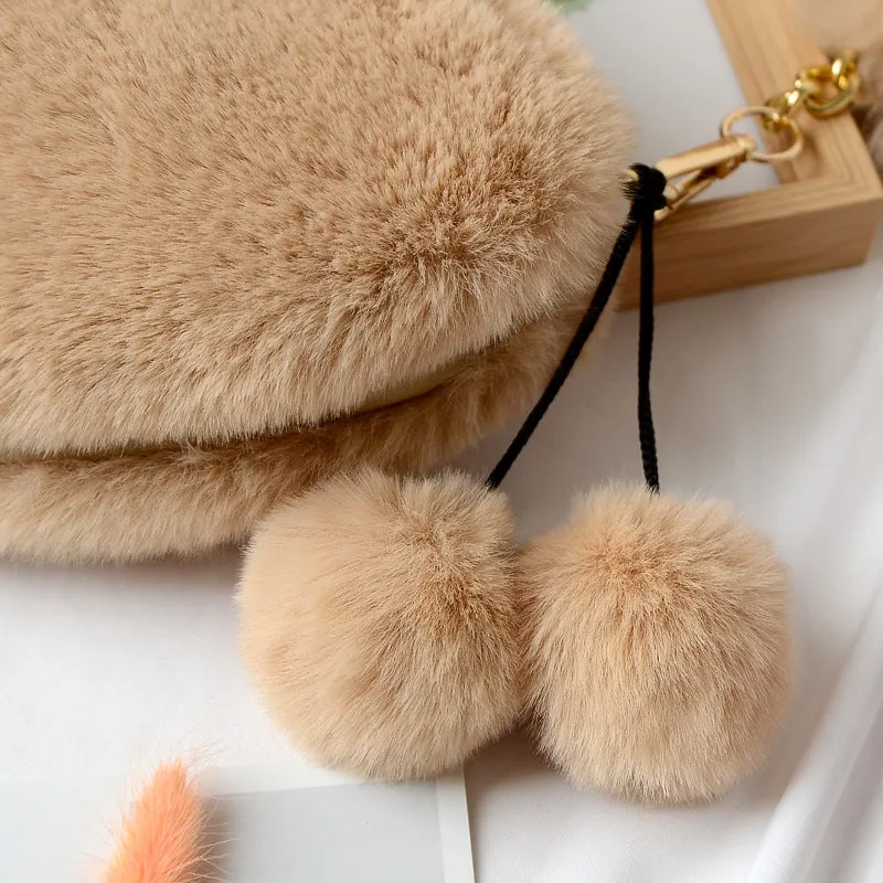 Plush Heart Shaped Clutch Bag