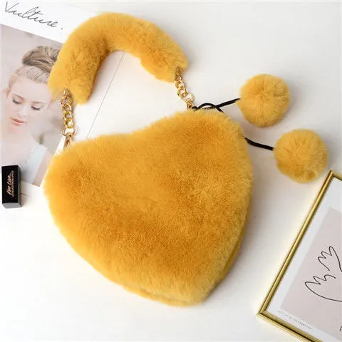 Plush Heart Shaped Clutch Bag