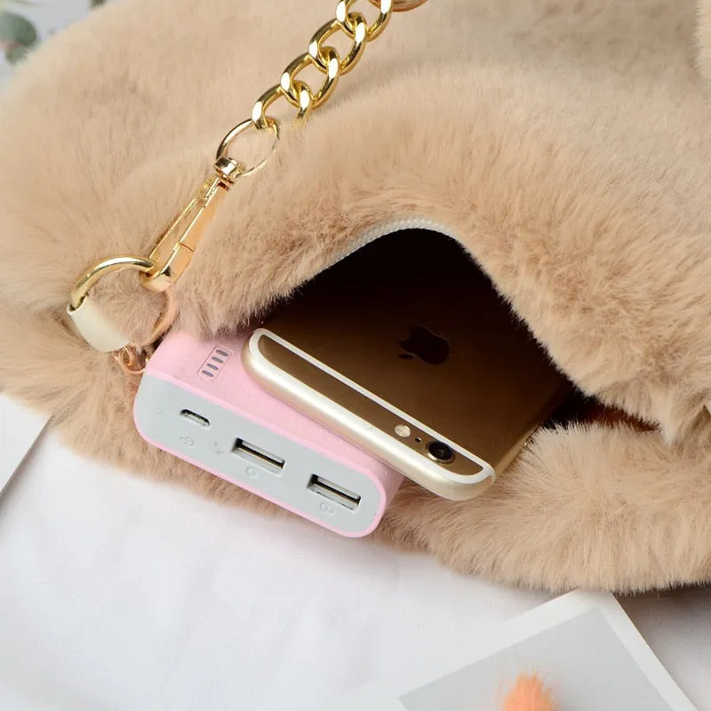 Plush Heart Shaped Clutch Bag