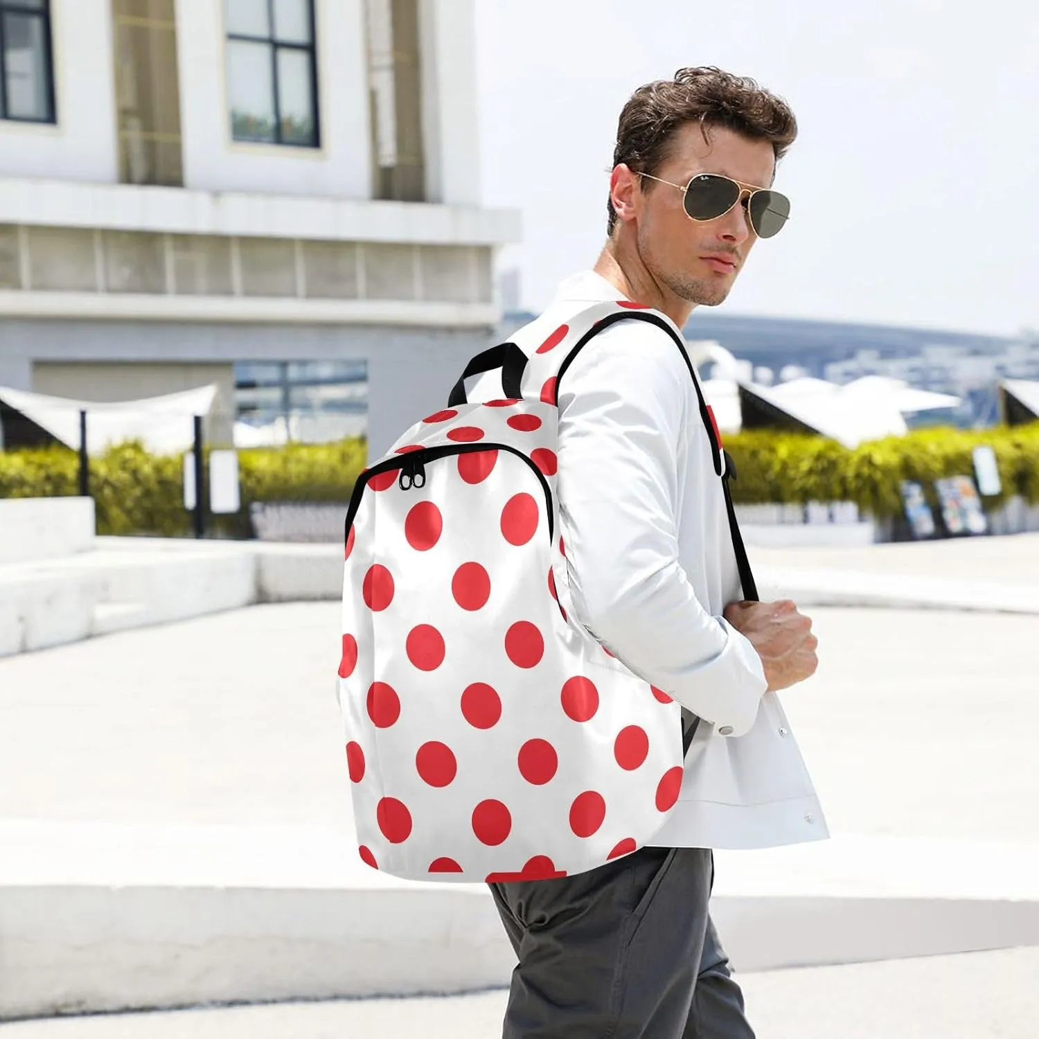 Polka Dot Red White Travel Laptop Backpack for Women Flight Approved Backpacks Durable Computer Backpack Nurse Bag for Men Work Travel Airplanes Business Weekend