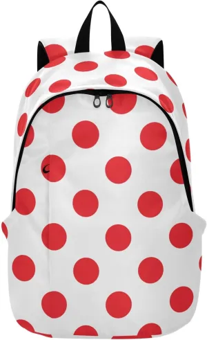 Polka Dot Red White Travel Laptop Backpack for Women Flight Approved Backpacks Durable Computer Backpack Nurse Bag for Men Work Travel Airplanes Business Weekend