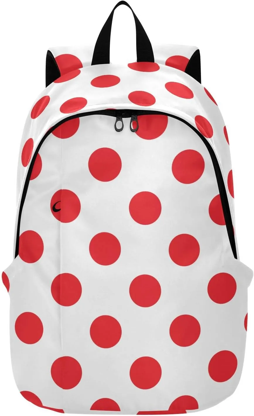 Polka Dot Red White Travel Laptop Backpack for Women Flight Approved Backpacks Durable Computer Backpack Nurse Bag for Men Work Travel Airplanes Business Weekend