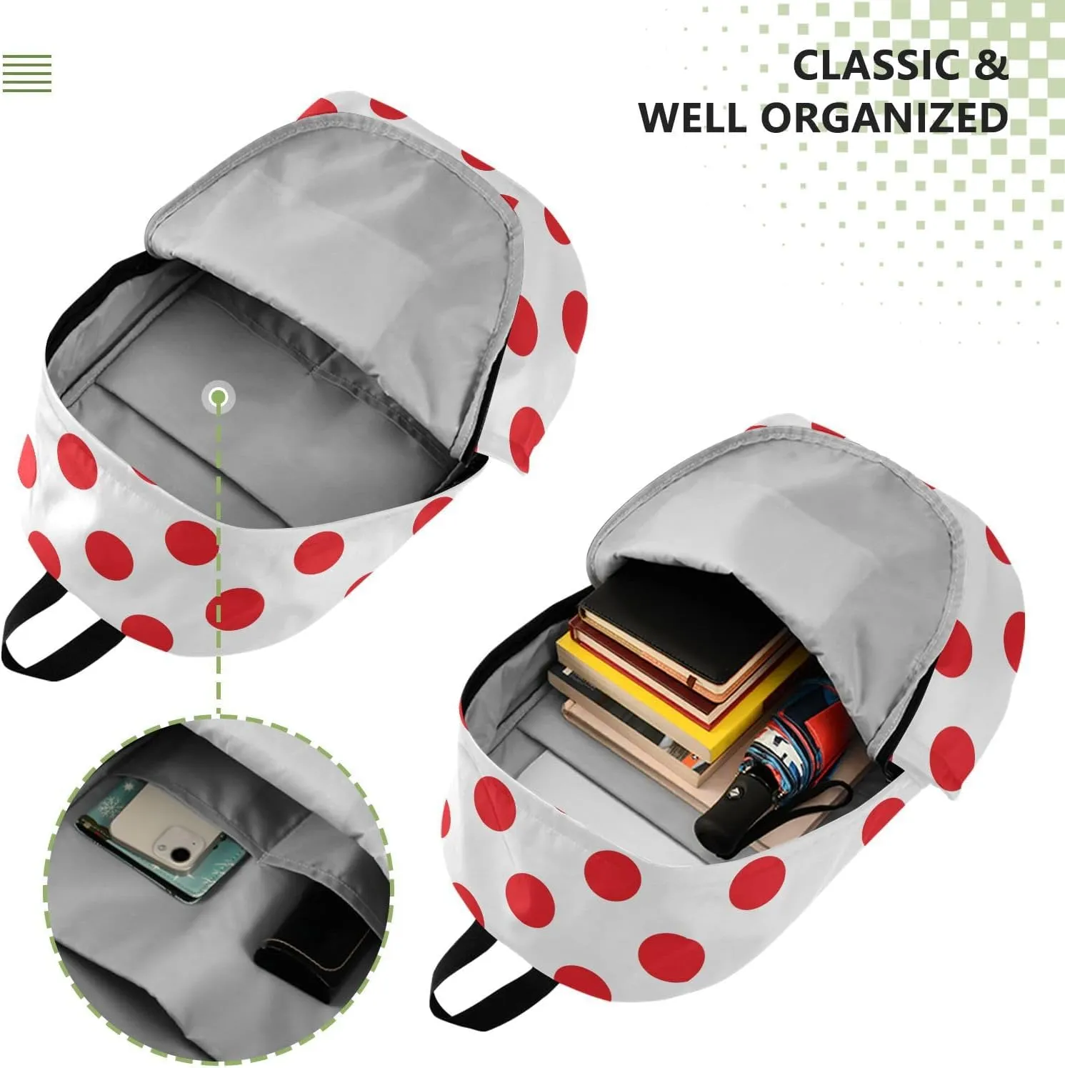 Polka Dot Red White Travel Laptop Backpack for Women Flight Approved Backpacks Durable Computer Backpack Nurse Bag for Men Work Travel Airplanes Business Weekend
