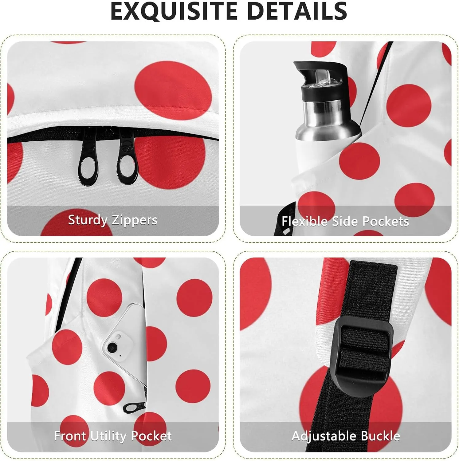 Polka Dot Red White Travel Laptop Backpack for Women Flight Approved Backpacks Durable Computer Backpack Nurse Bag for Men Work Travel Airplanes Business Weekend