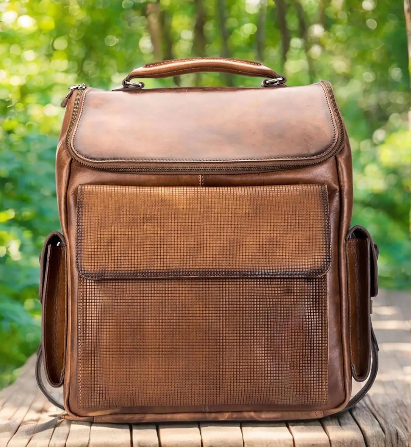 Premium Real Leather Laptop Backpack - Business & Travel Bag for Men & Women - Designer Computer Backpack