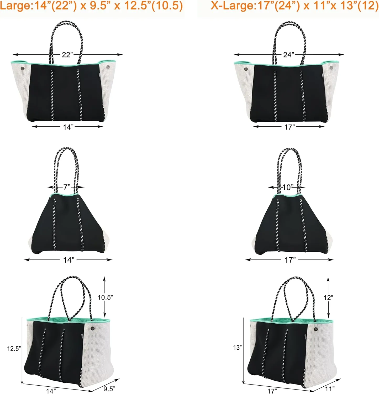 QOGiR Neoprene Multipurpose Beach Bag Tote with Inner Zipper Pocket    