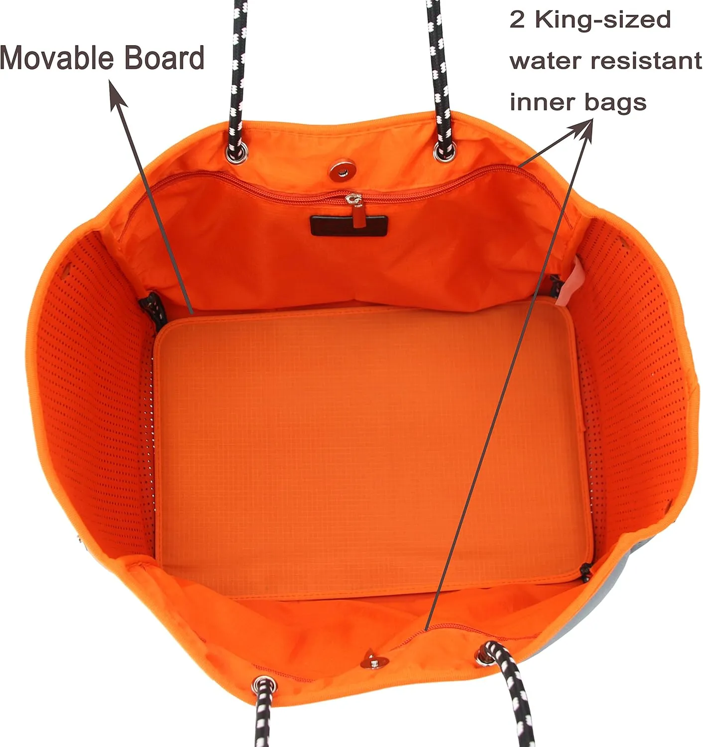QOGiR Neoprene Multipurpose Beach Bag Tote with Inner Zipper Pocket    