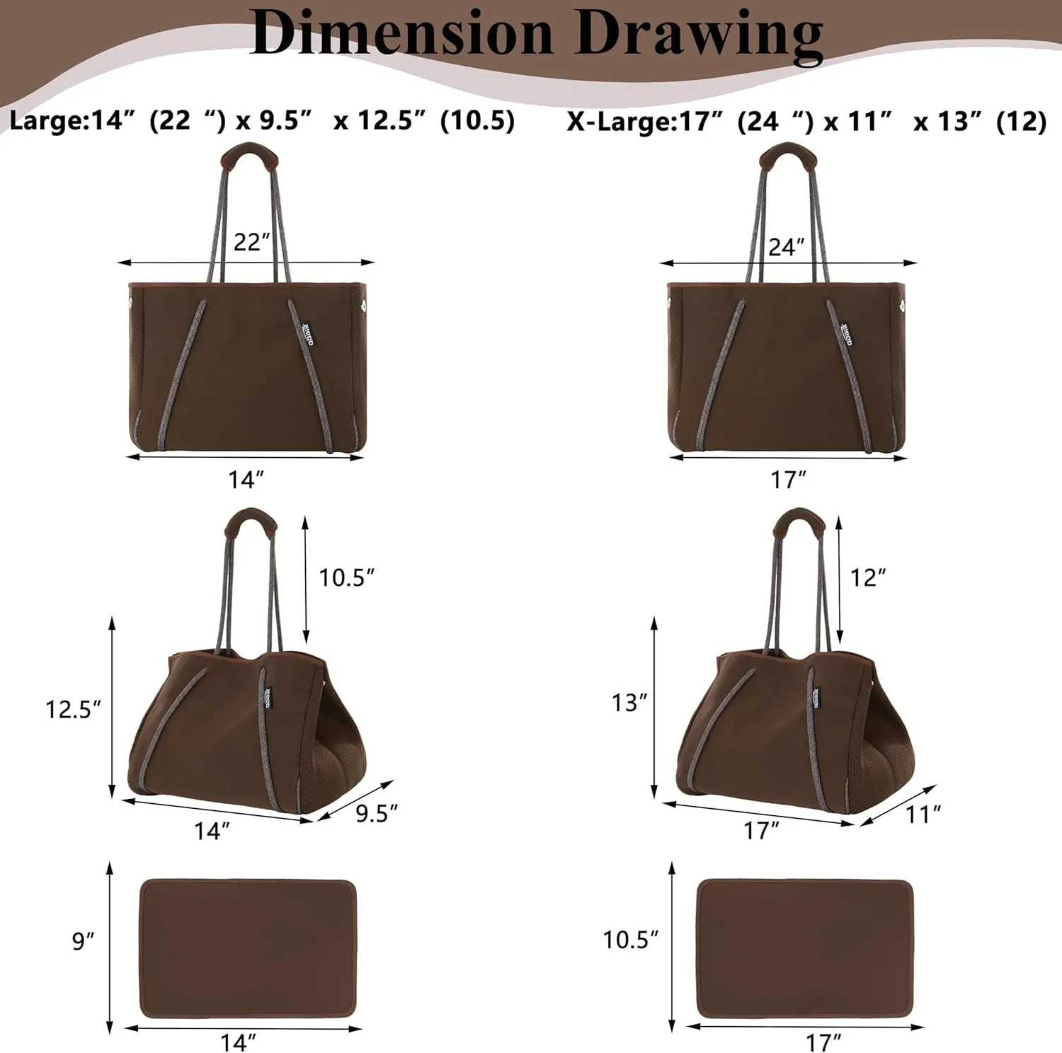 QOGiR Neoprene Multipurpose Beach Bag Tote with Inner Zipper Pocket    
