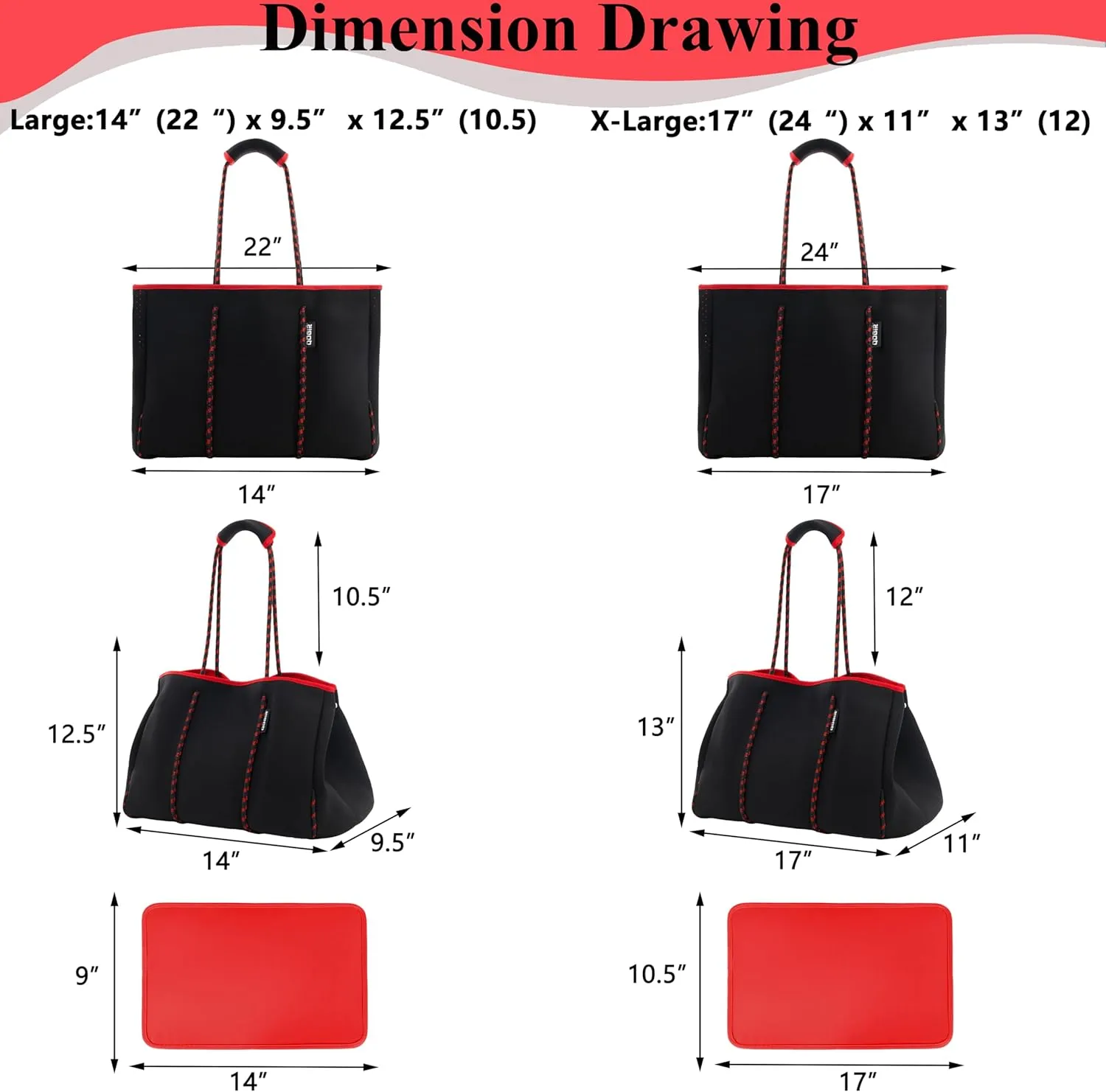 QOGiR Neoprene Multipurpose Beach Bag Tote with Inner Zipper Pocket    