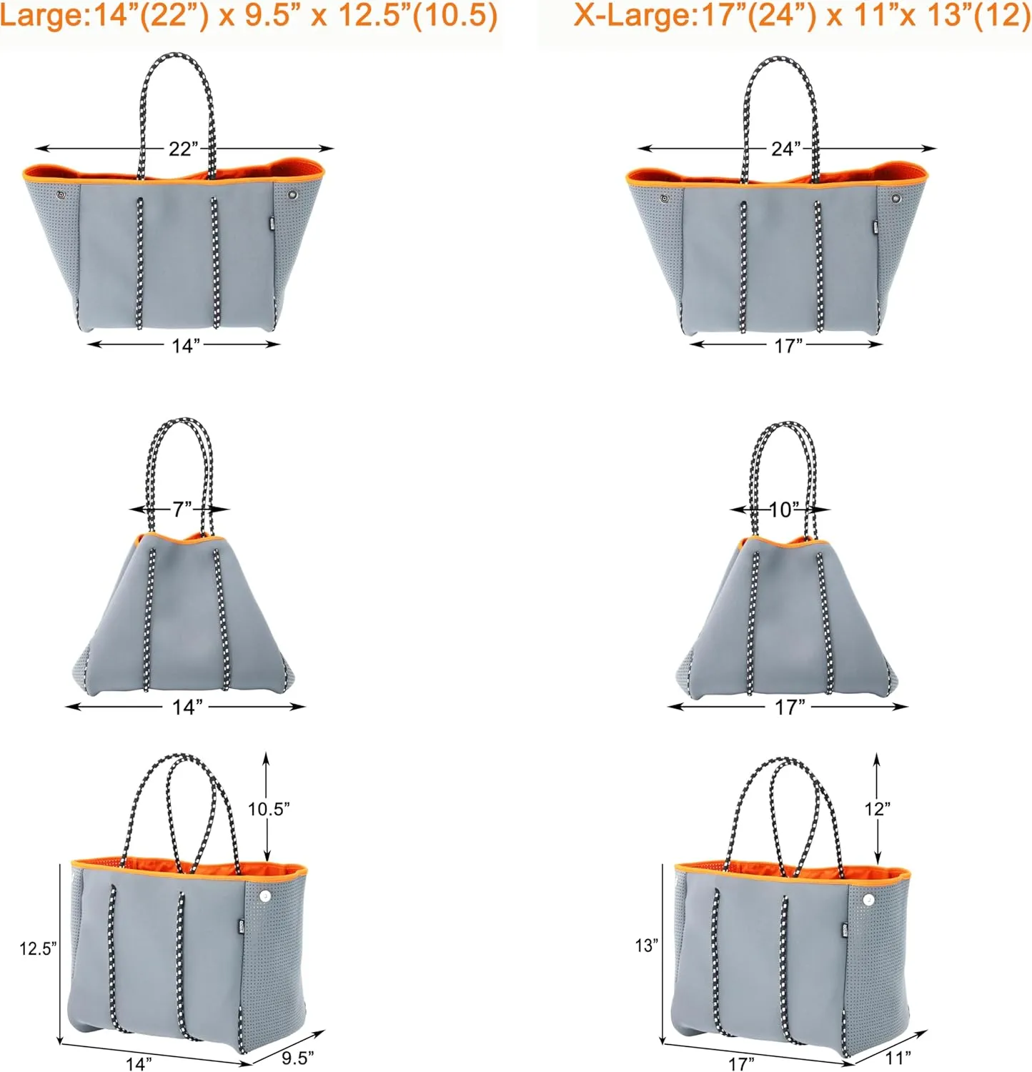 QOGiR Neoprene Multipurpose Beach Bag Tote with Inner Zipper Pocket    